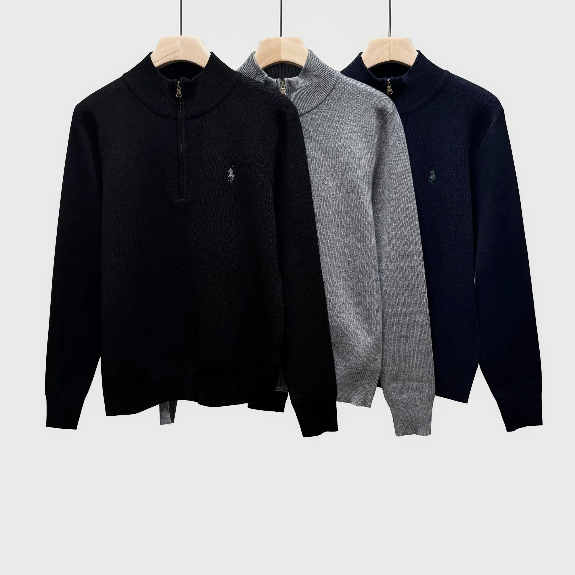 P260 Ralph Lauren half-pull stand-up collar sweater and sweater Color: Black Gray Treasure Size: S-XXL 1:1 same style, model number (RL15745)
